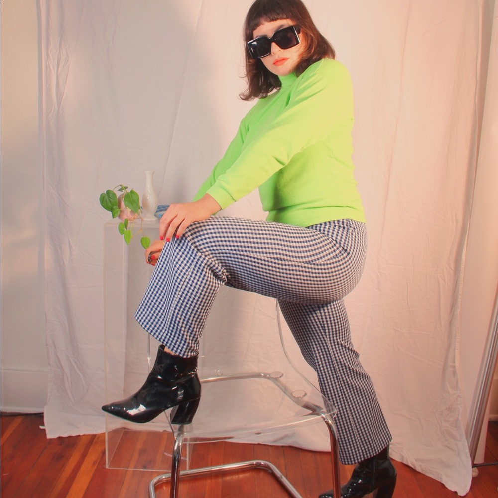 Vintage Blue Gingham Stretch Pants